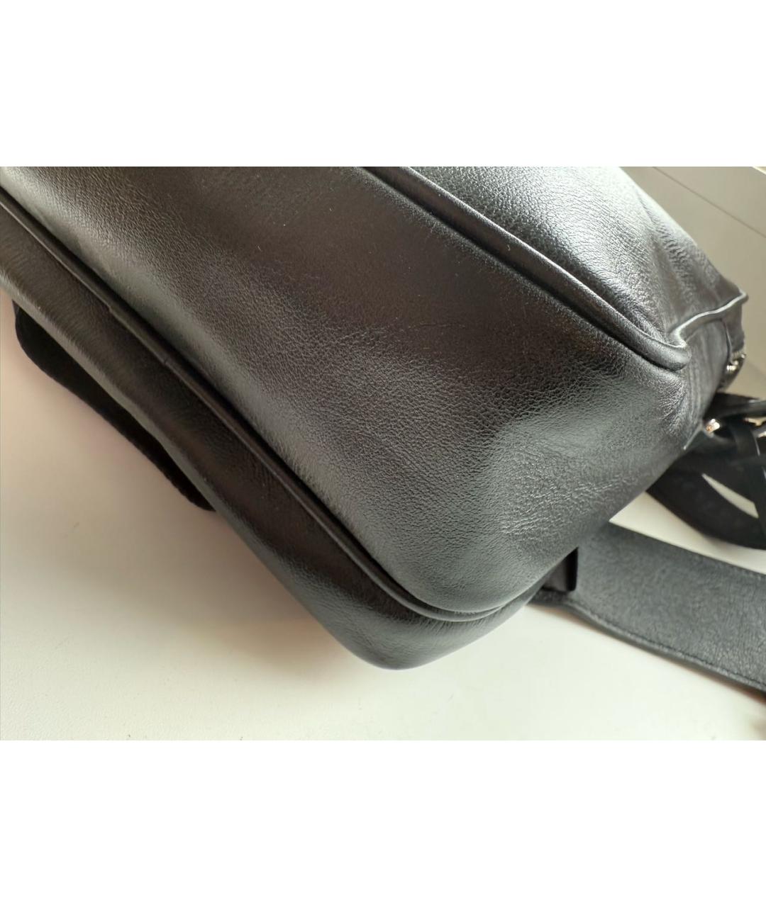 ERMENEGILDO ZEGNA XXX Черная кожаная сумка на плечо, фото 7