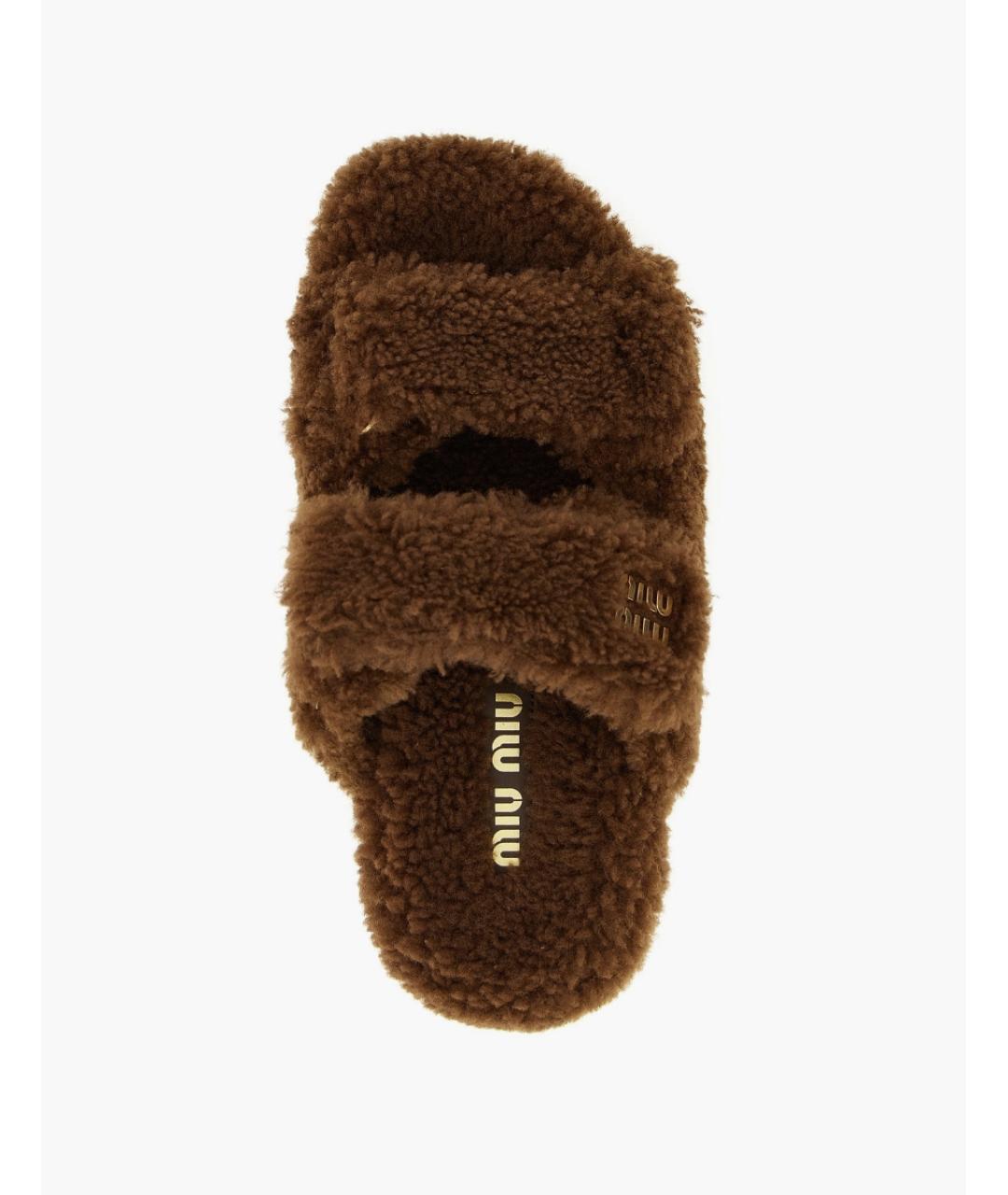 MIU MIU Коричневые текстильные сабо, фото 4