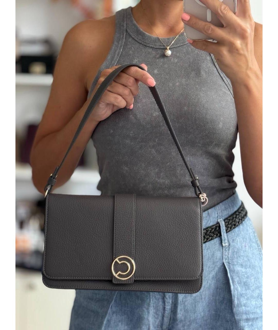 COCCINELLE Антрацитовая кожаная сумка через плечо, фото 5
