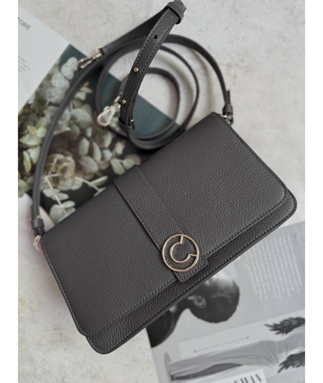 COCCINELLE Антрацитовая кожаная сумка через плечо, фото 2