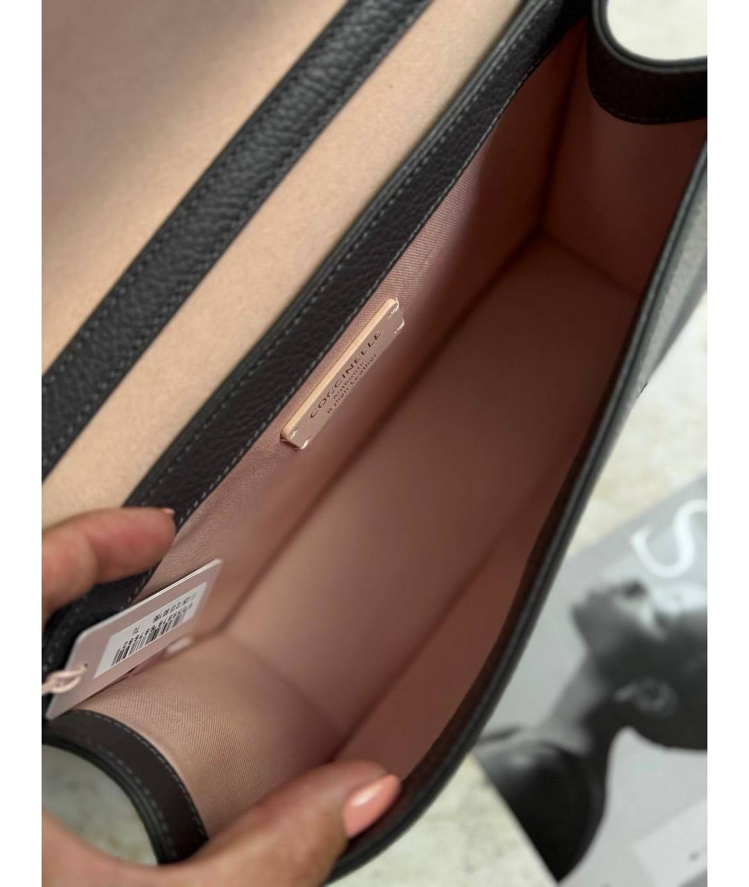 COCCINELLE Антрацитовая кожаная сумка через плечо, фото 4