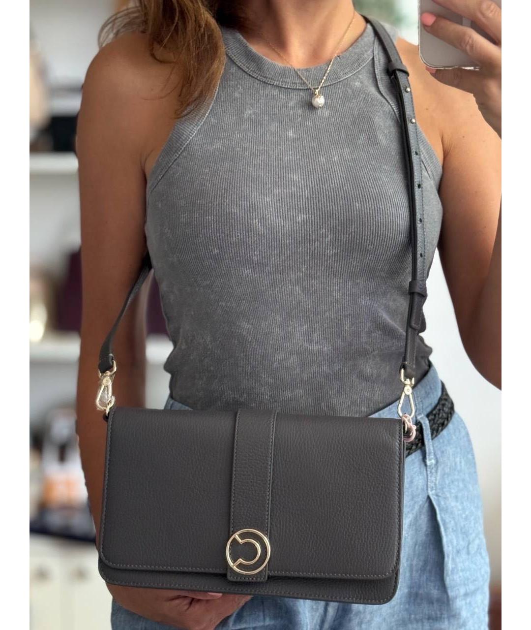 COCCINELLE Антрацитовая кожаная сумка через плечо, фото 6