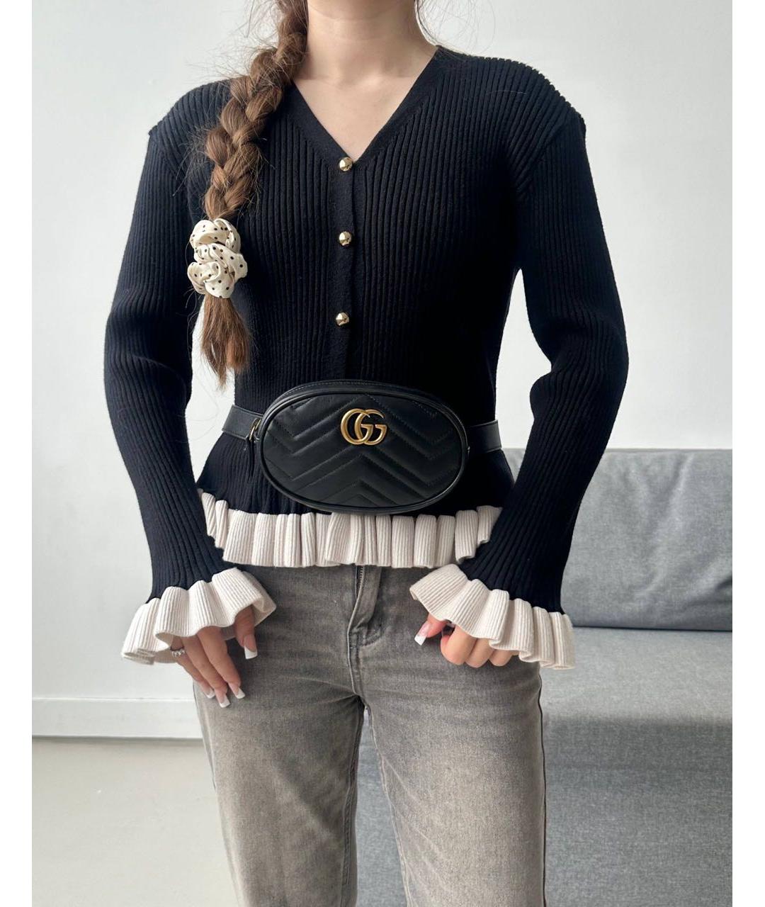 GUCCI Черная кожаная поясная сумка, фото 2