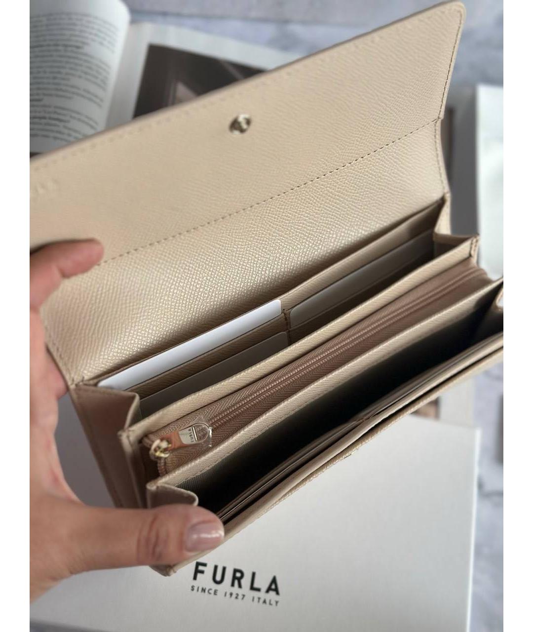 FURLA Бежевый кожаный кошелек, фото 4