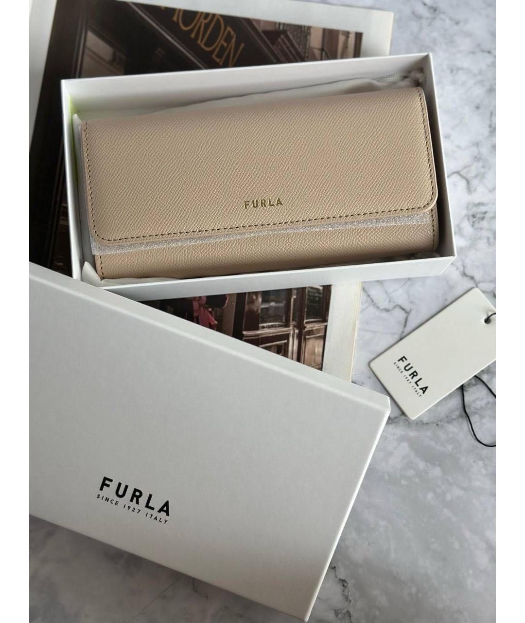 FURLA Бежевый кожаный кошелек, фото 5