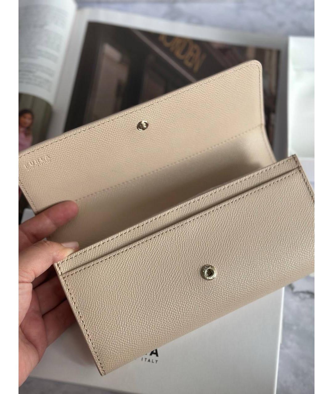 FURLA Бежевый кожаный кошелек, фото 3