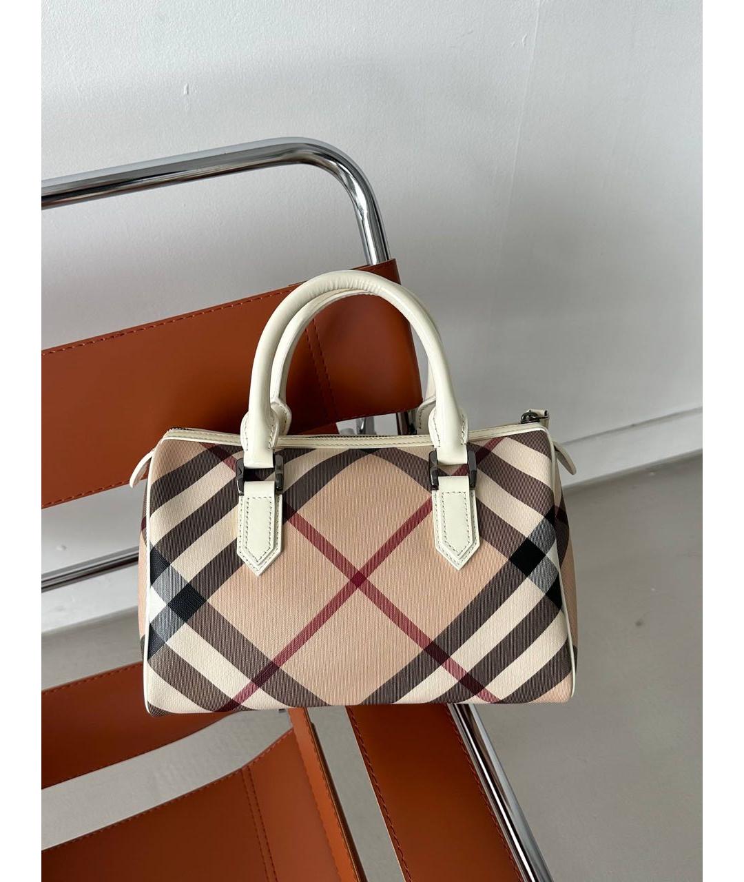 BURBERRY Белая кожаная сумка с короткими ручками, фото 9