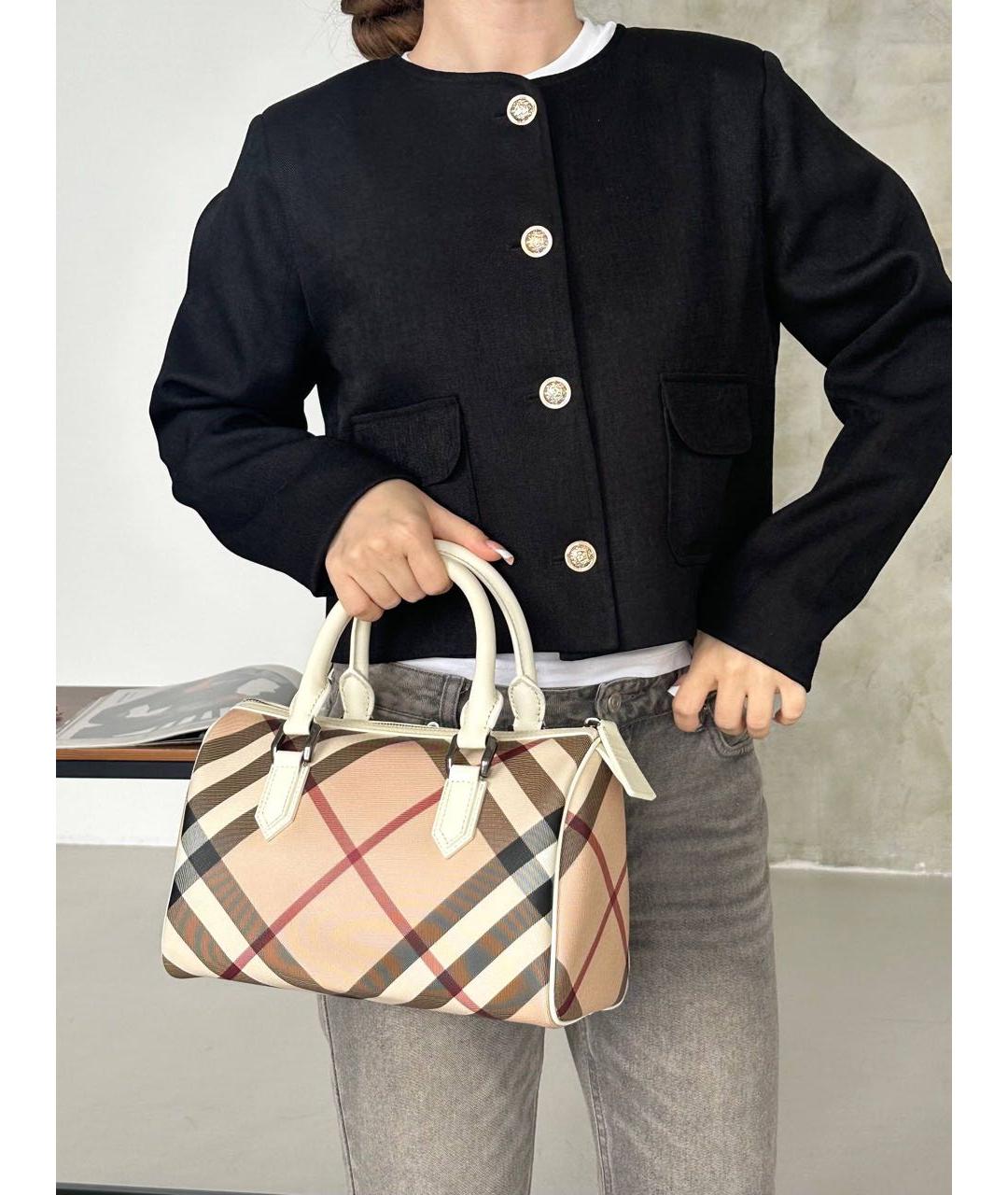 BURBERRY Белая кожаная сумка с короткими ручками, фото 4