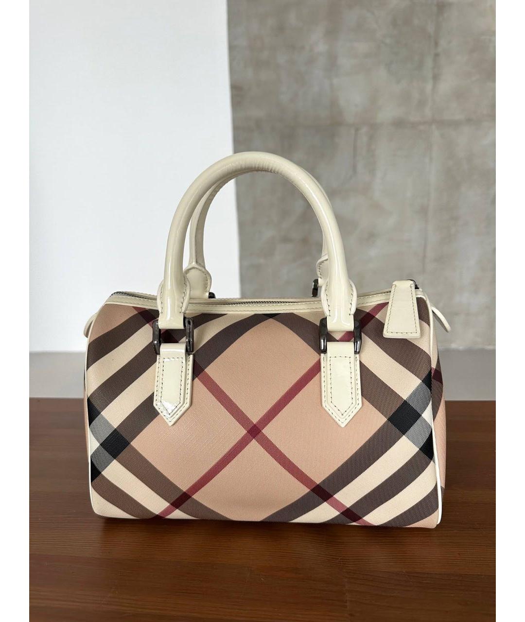 BURBERRY Белая кожаная сумка с короткими ручками, фото 2