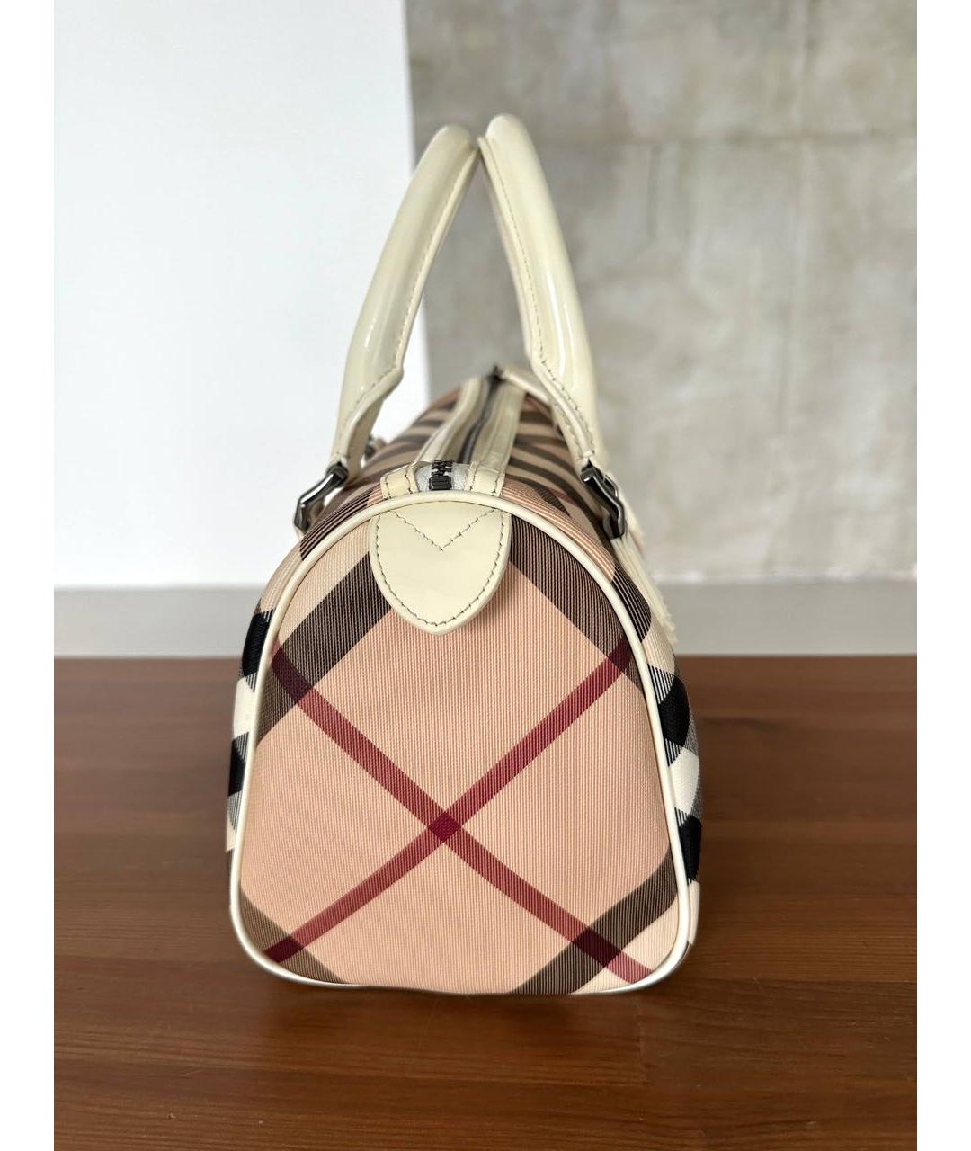 BURBERRY Белая кожаная сумка с короткими ручками, фото 5