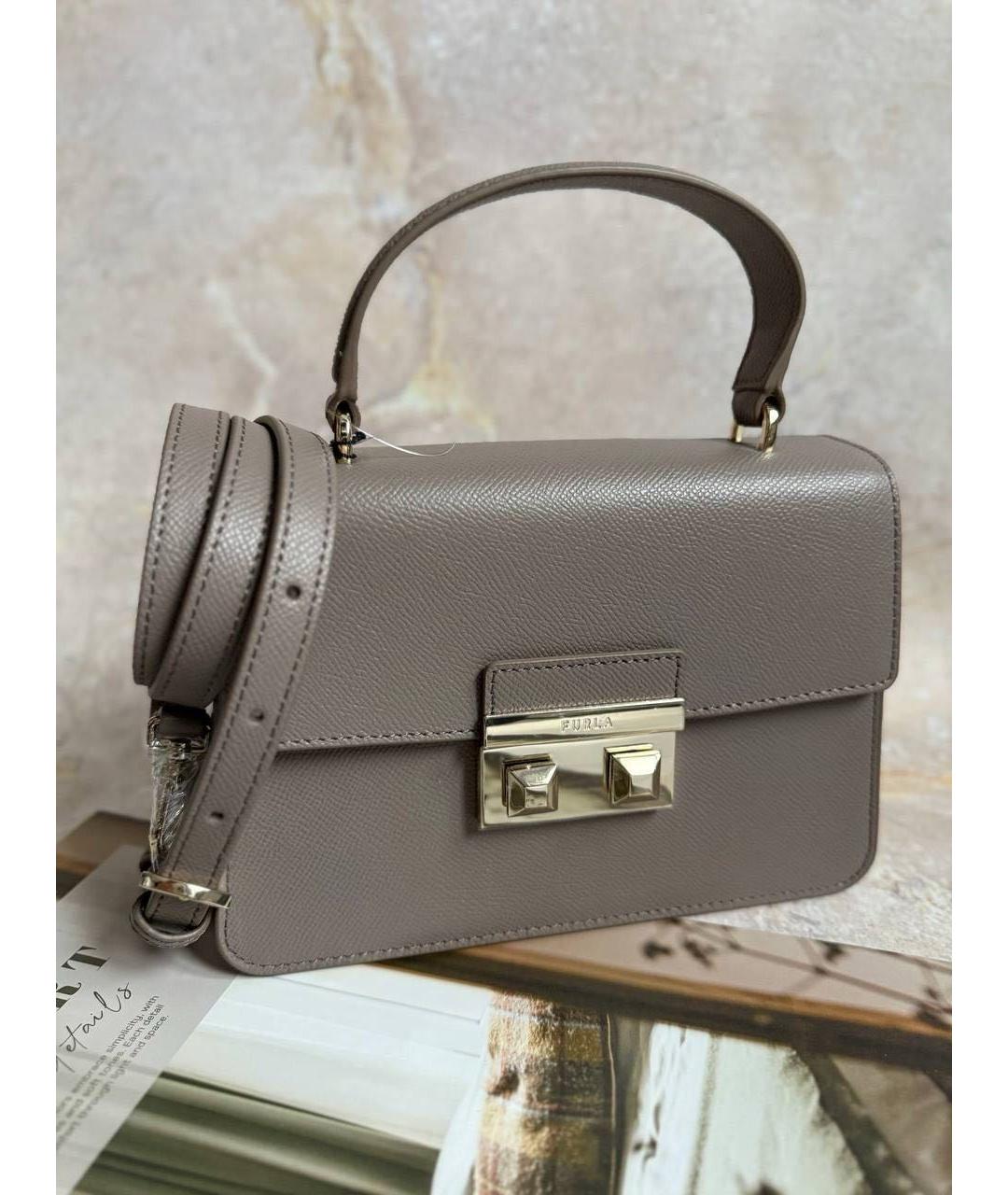 FURLA Серая кожаная сумка через плечо, фото 5