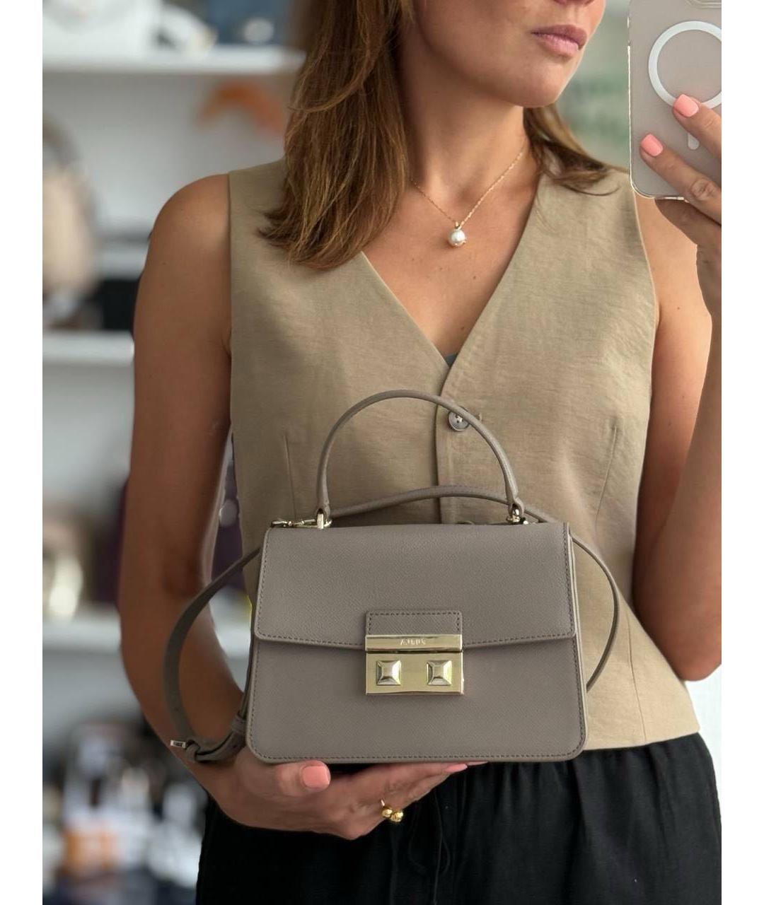 FURLA Серая кожаная сумка через плечо, фото 4