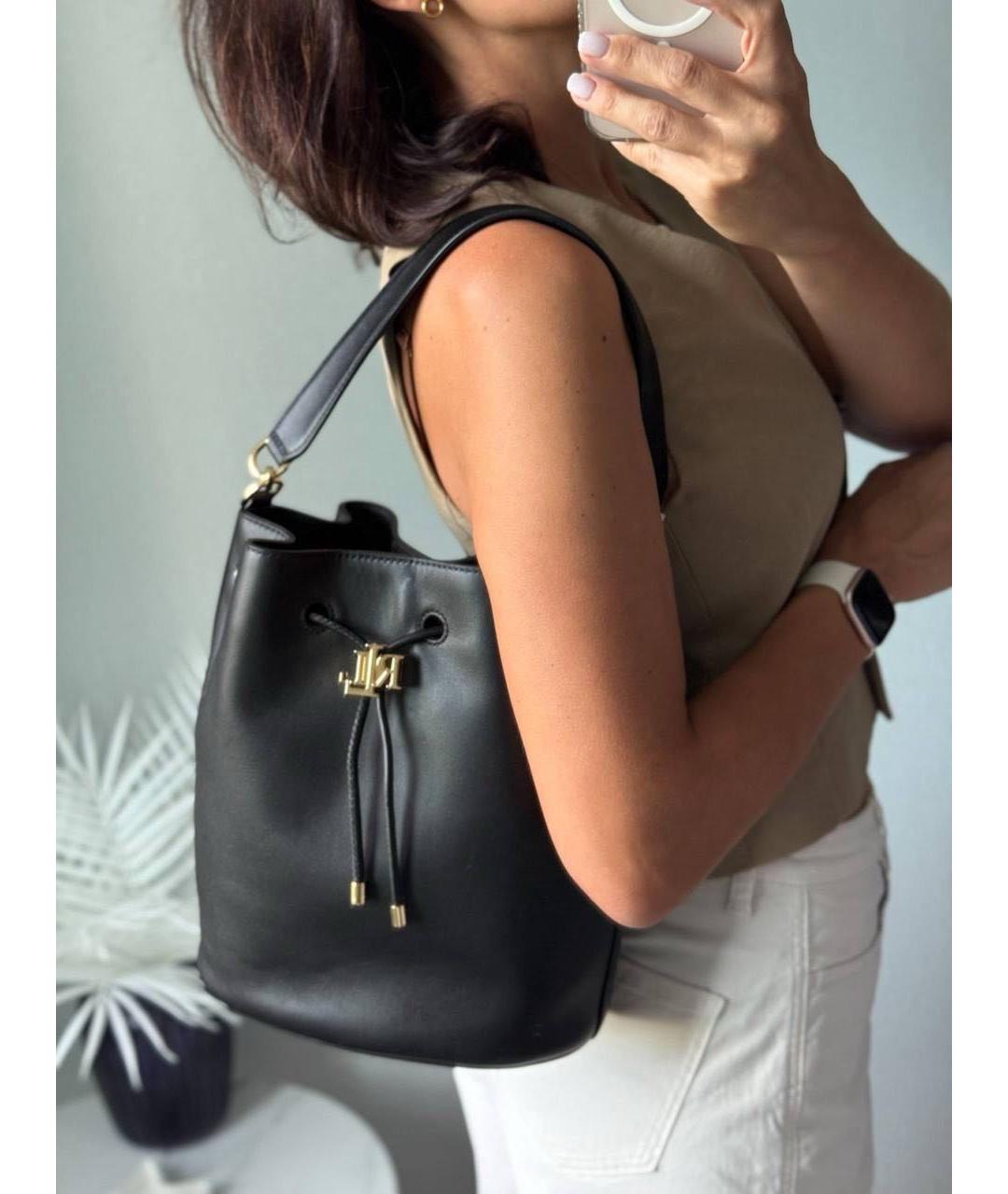 RALPH LAUREN Черная кожаная сумка через плечо, фото 4