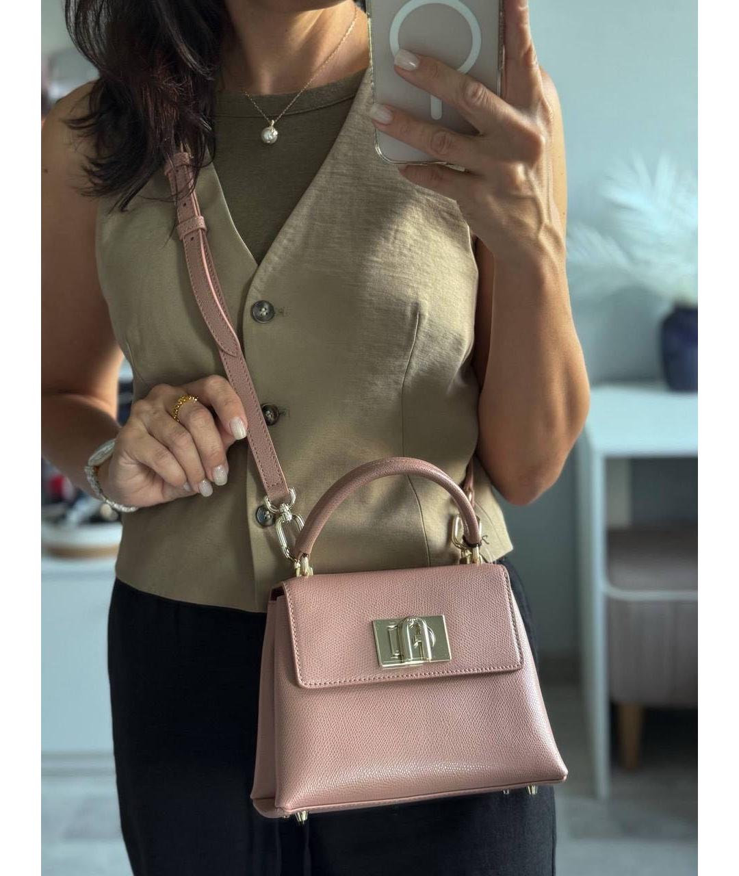 FURLA Розовая кожаная сумка через плечо, фото 5