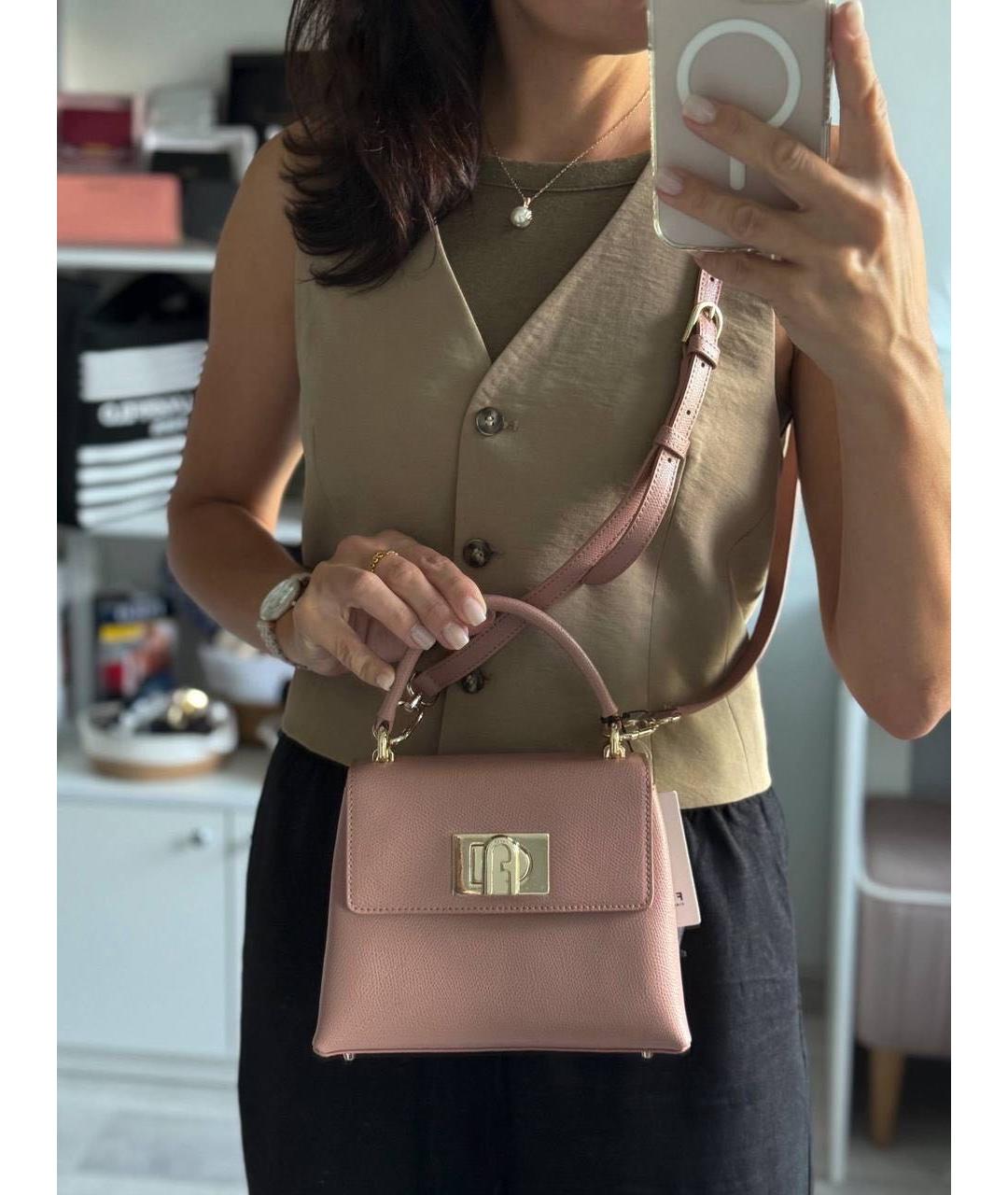 FURLA Розовая кожаная сумка через плечо, фото 4