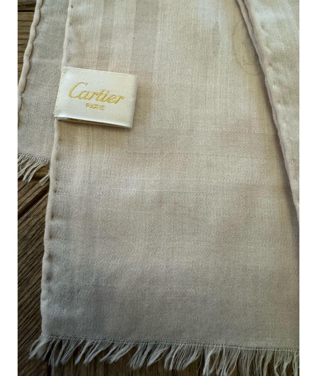 CARTIER Бежевый кашемировый шарф, фото 2