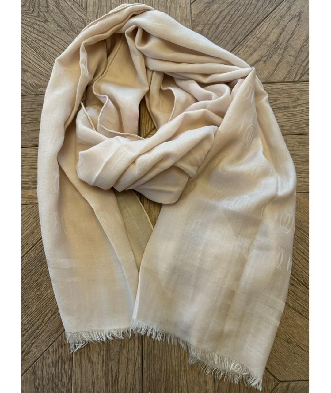 CARTIER Бежевый кашемировый шарф, фото 4