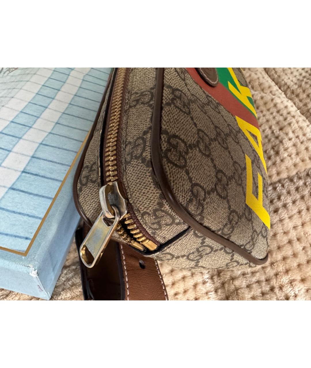 GUCCI Бежевая кожаная поясная сумка, фото 4