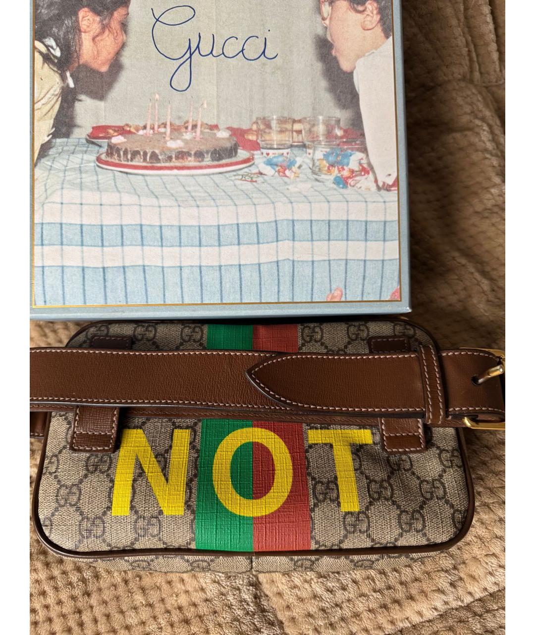 GUCCI Бежевая кожаная поясная сумка, фото 2