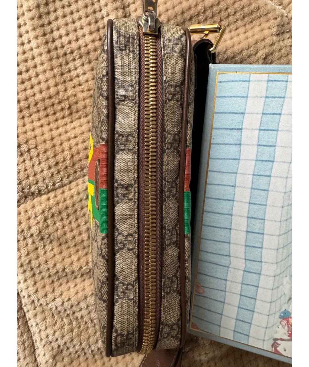 GUCCI Бежевая кожаная поясная сумка, фото 3