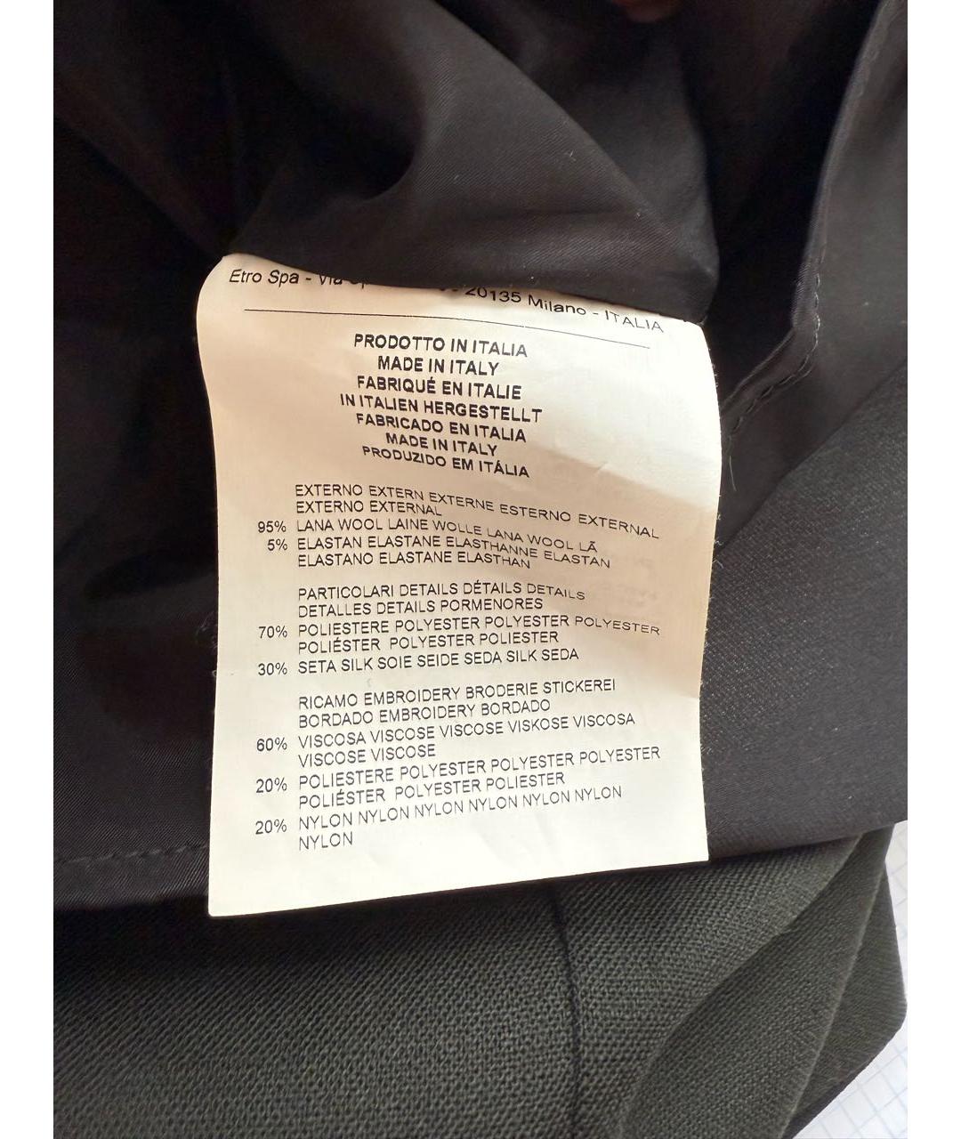ETRO Антрацитовое шерстяное повседневное платье, фото 4