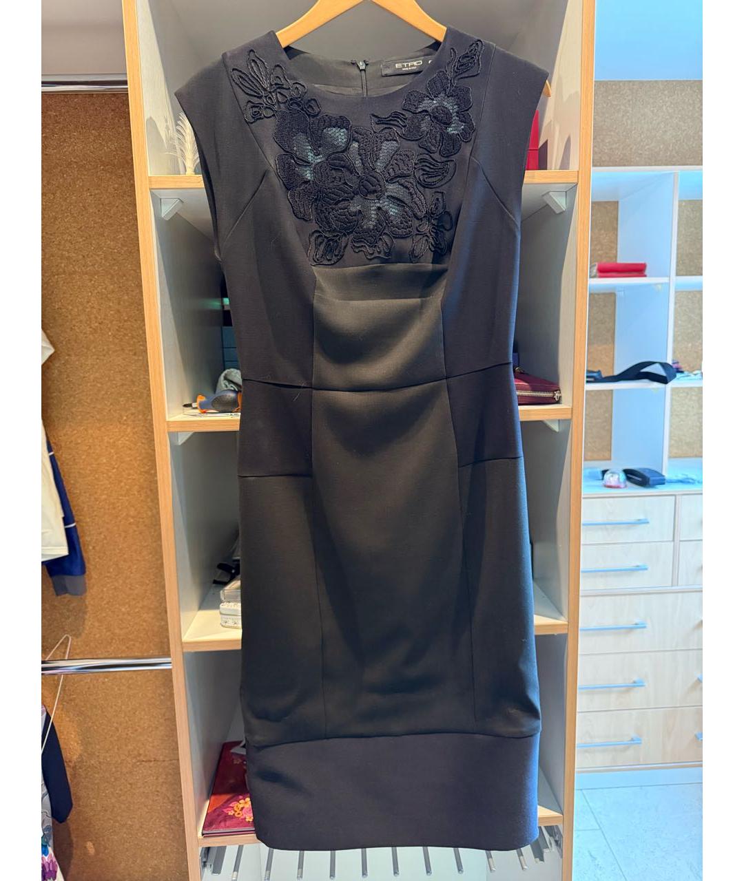 ETRO Антрацитовое шерстяное повседневное платье, фото 8