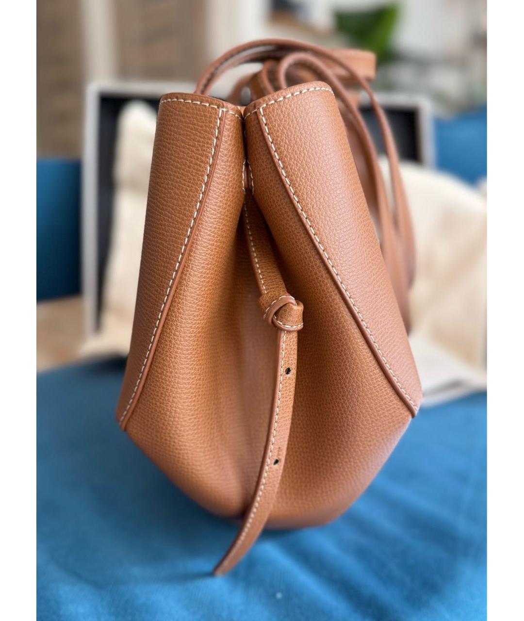 POLENE Коричневая кожаная сумка тоут, фото 7