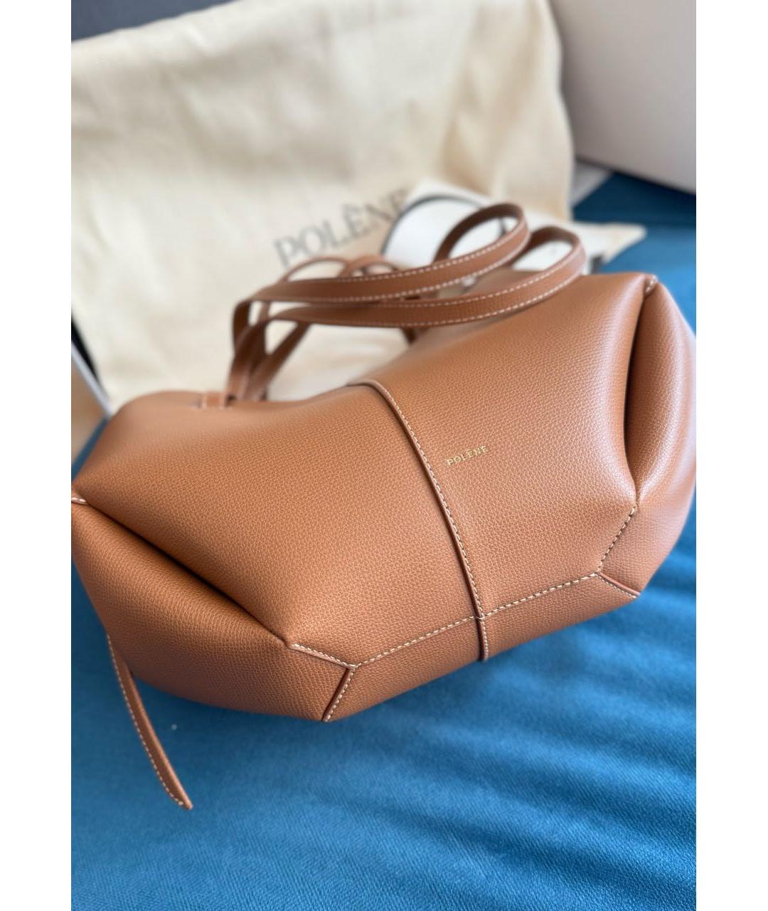 POLENE Коричневая кожаная сумка тоут, фото 2