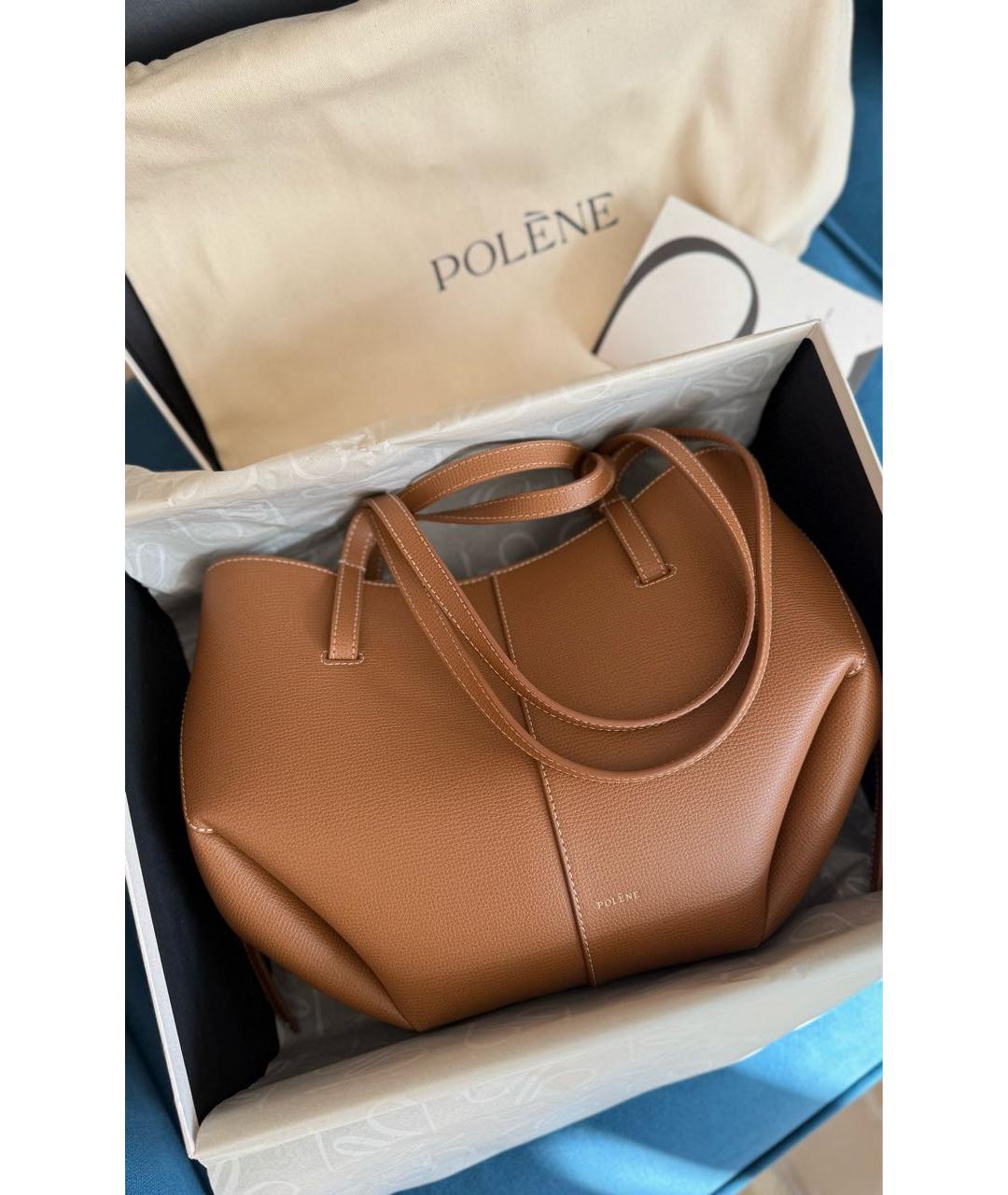 POLENE Коричневая кожаная сумка тоут, фото 4