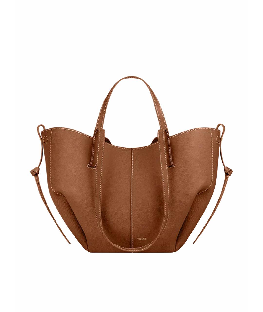 POLENE Коричневая кожаная сумка тоут, фото 1