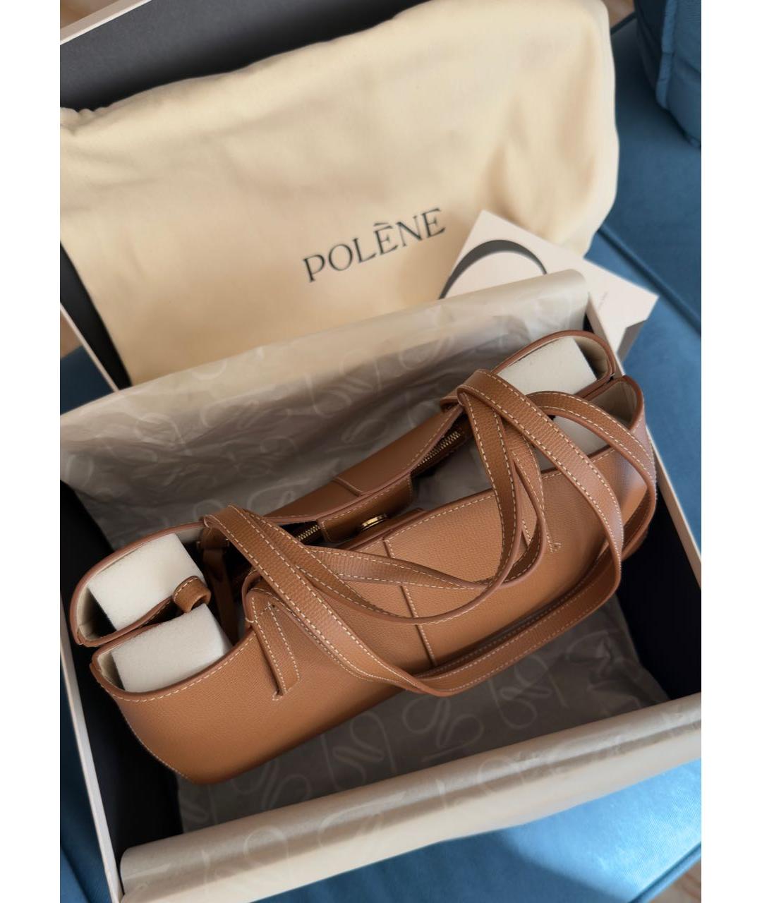 POLENE Коричневая кожаная сумка тоут, фото 5