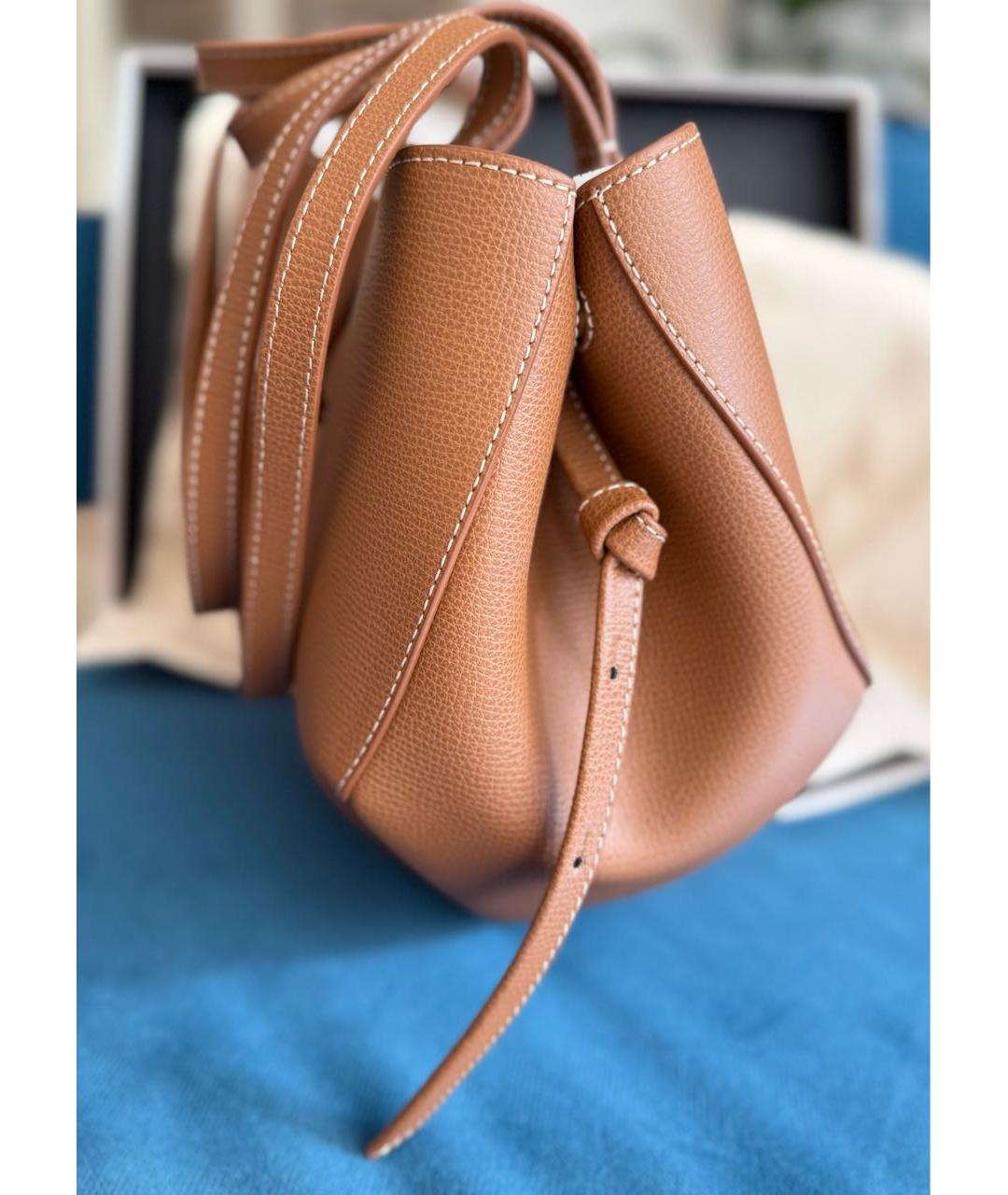 POLENE Коричневая кожаная сумка тоут, фото 6