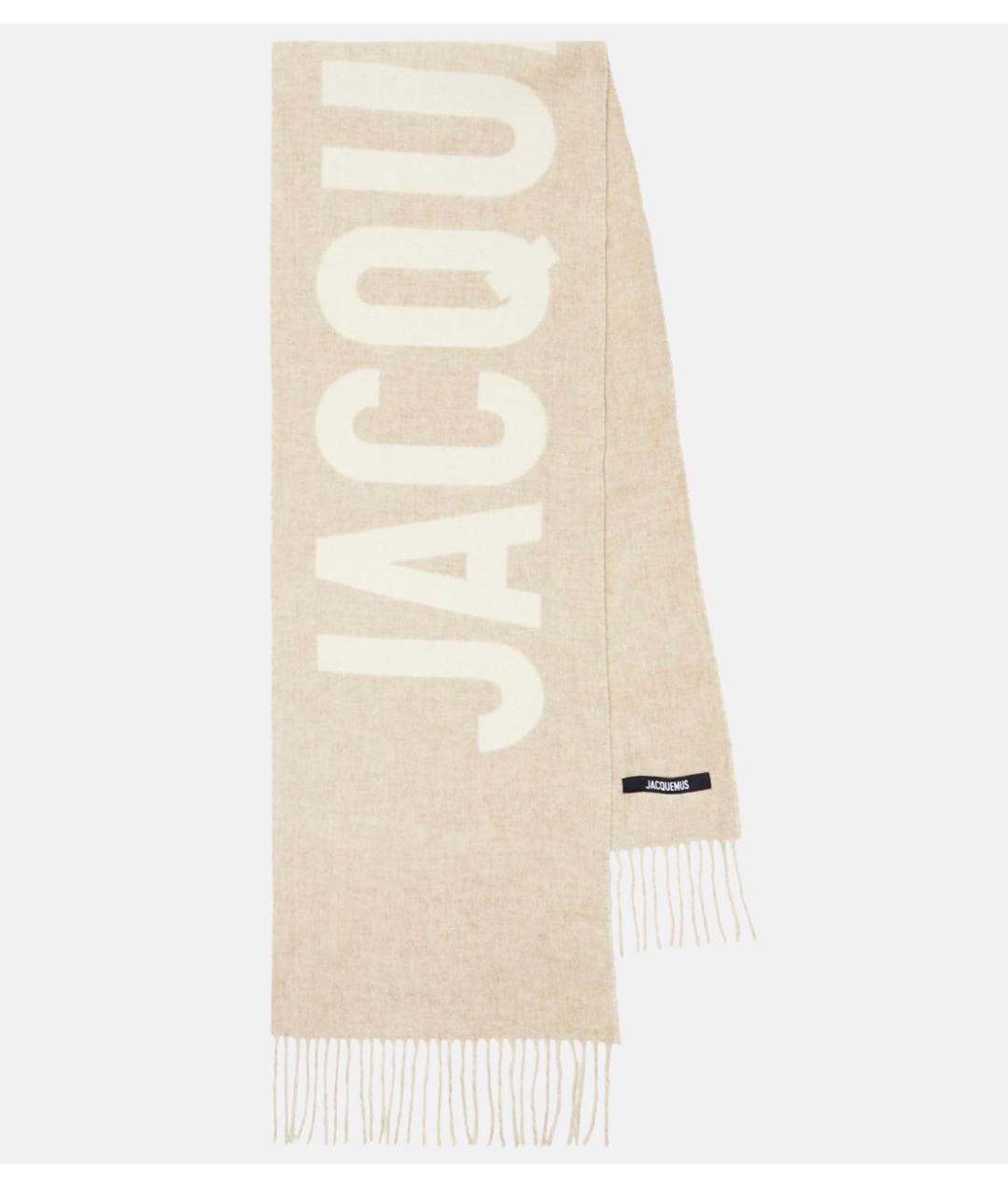 JACQUEMUS Бежевый шерстяной шарф, фото 7