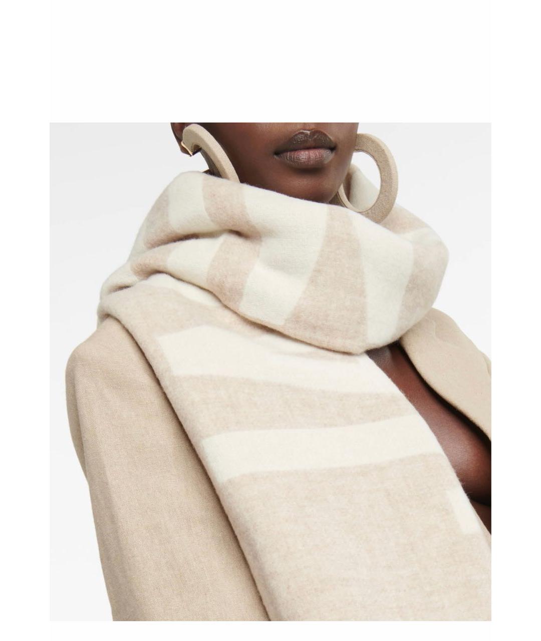 JACQUEMUS Бежевый шерстяной шарф, фото 4