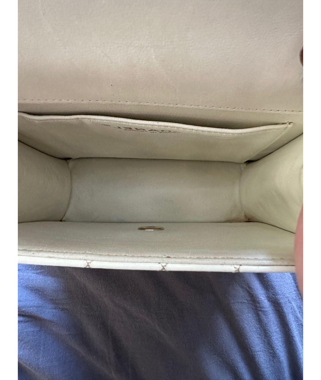 CHANEL Белая кожаная сумка через плечо, фото 8