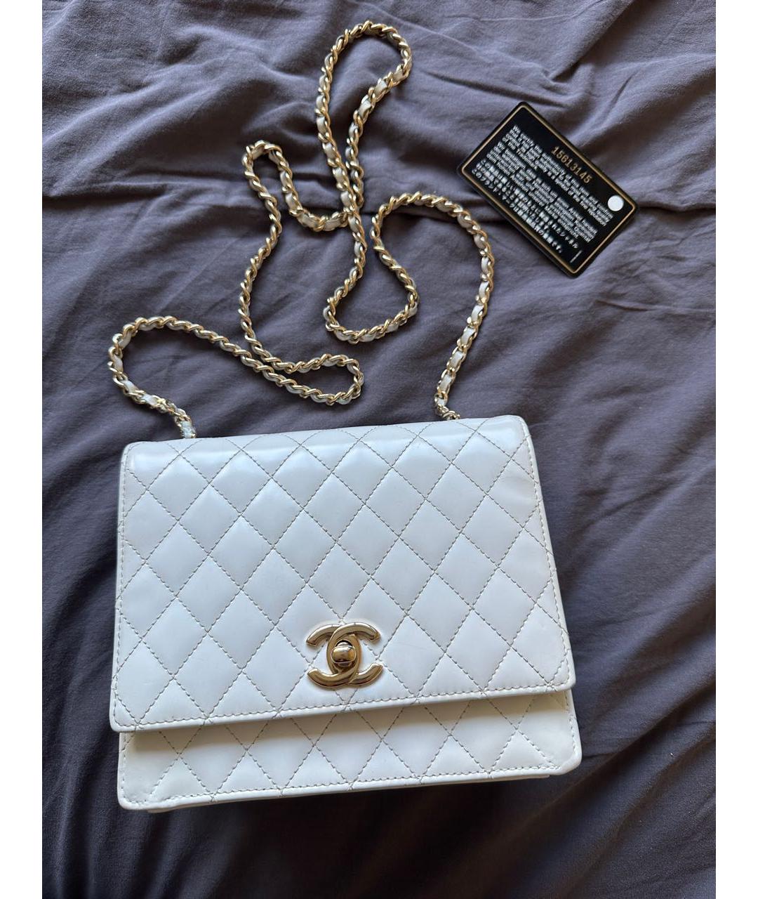 CHANEL Белая кожаная сумка через плечо, фото 9