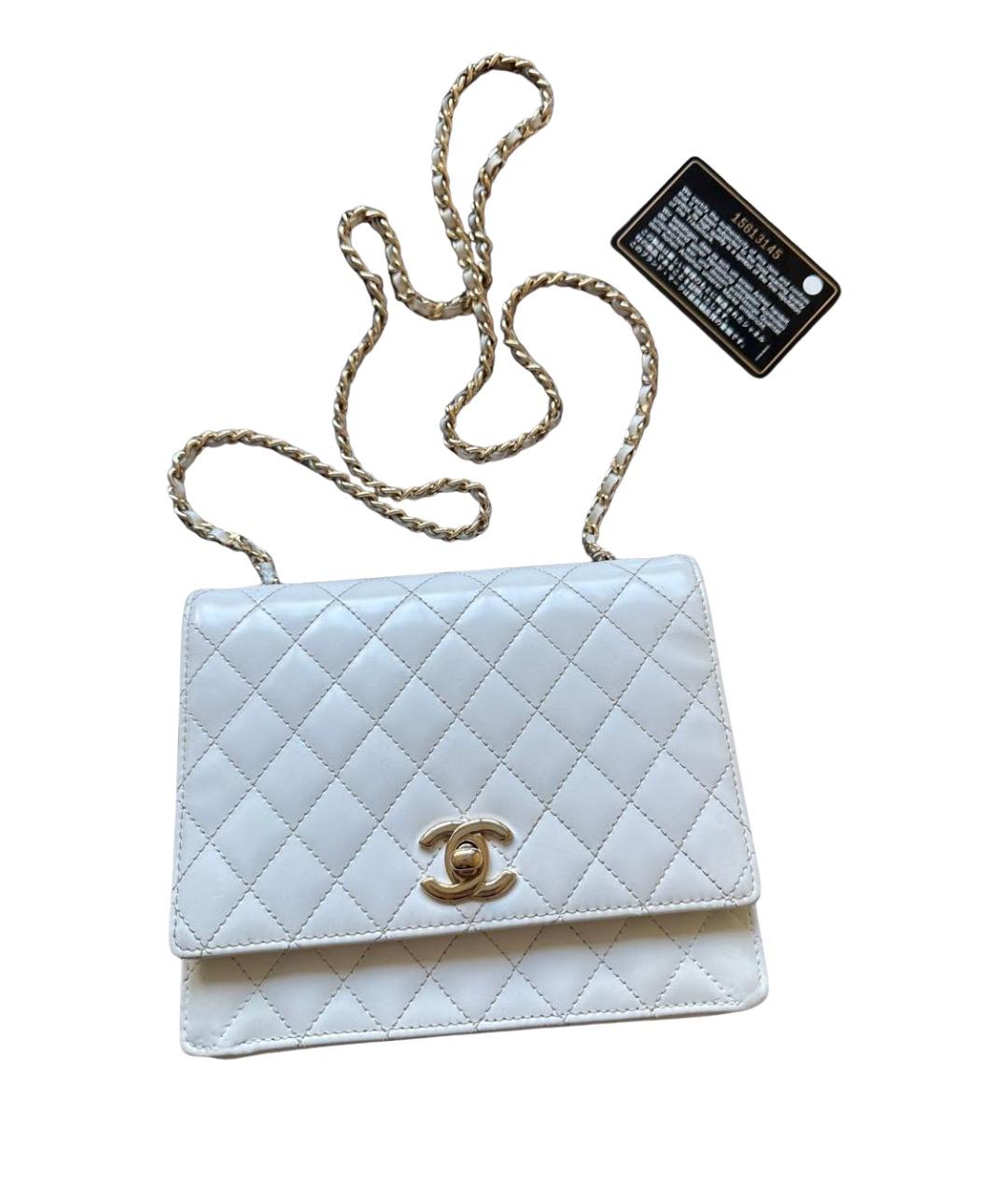 CHANEL Белая кожаная сумка через плечо, фото 10