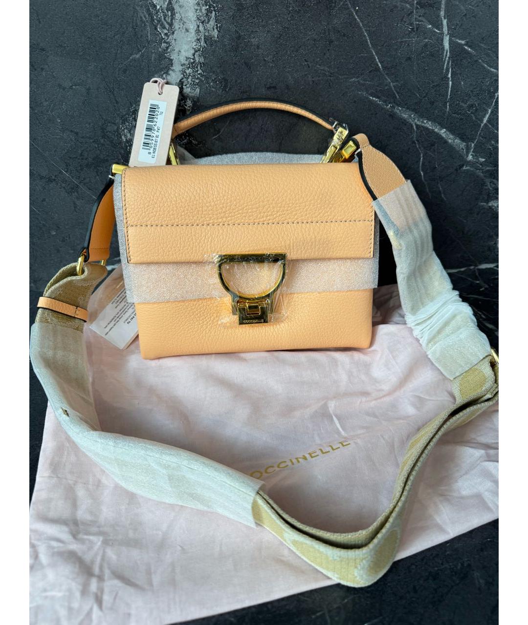 COCCINELLE Оранжевая кожаная сумка через плечо, фото 5