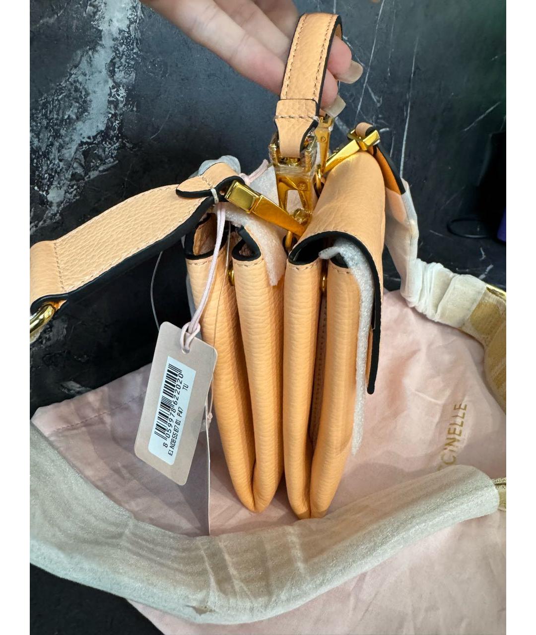 COCCINELLE Оранжевая кожаная сумка через плечо, фото 2