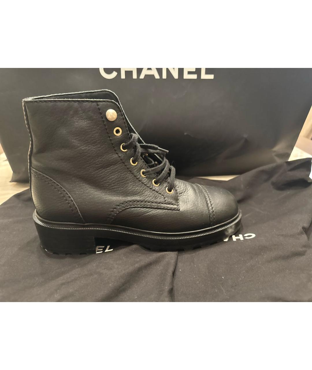 CHANEL Черные кожаные ботинки, фото 6
