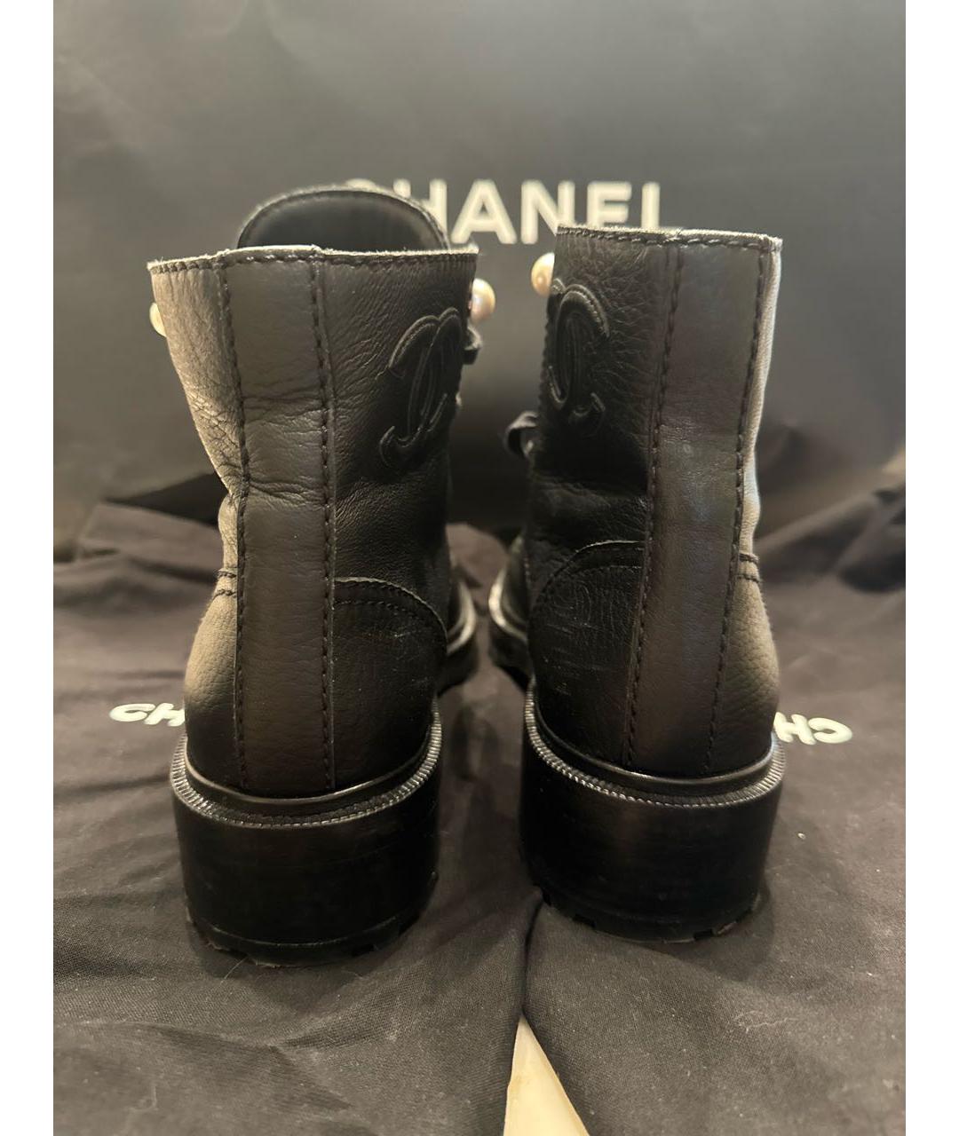 CHANEL Черные кожаные ботинки, фото 3