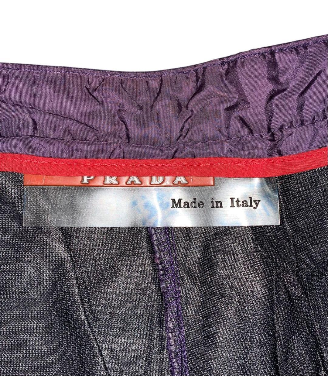 PRADA Фиолетовые полиэстеровые прямые брюки, фото 6