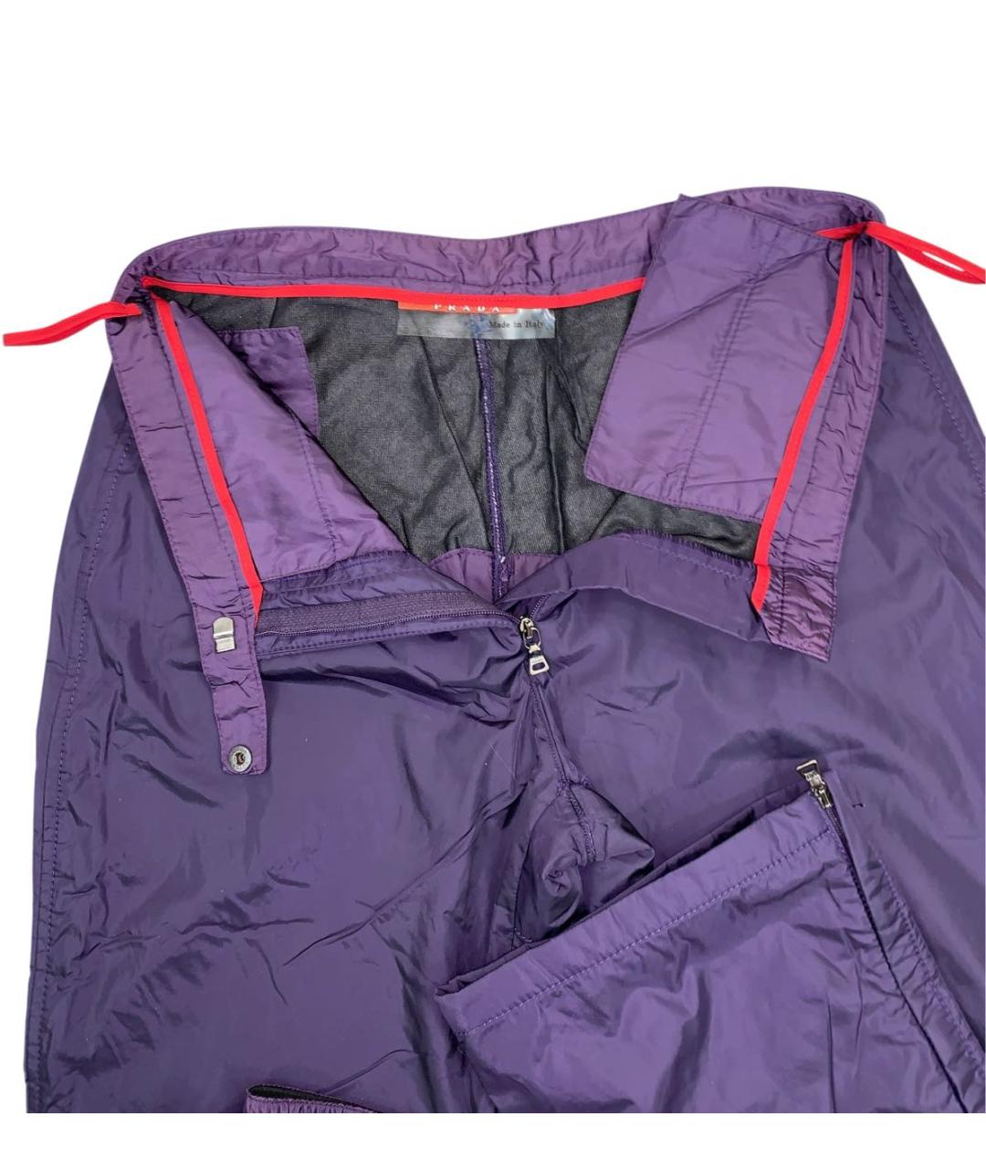 PRADA Фиолетовые полиэстеровые прямые брюки, фото 3