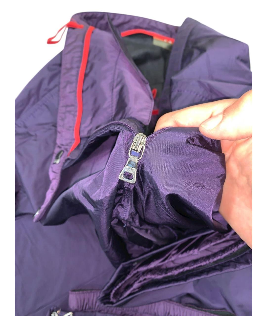 PRADA Фиолетовые полиэстеровые прямые брюки, фото 4