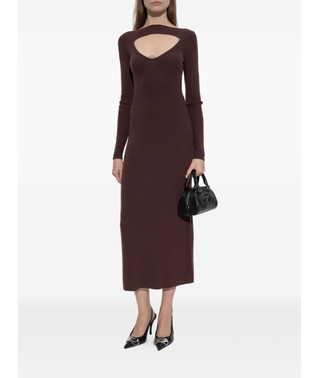 DIESEL Коричневое шерстяное повседневное платье, фото 5