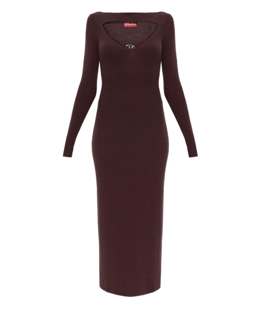 DIESEL Коричневое шерстяное повседневное платье, фото 1