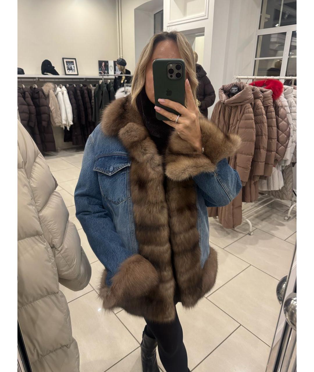 BRASCHI Голубая деним шуба, фото 7