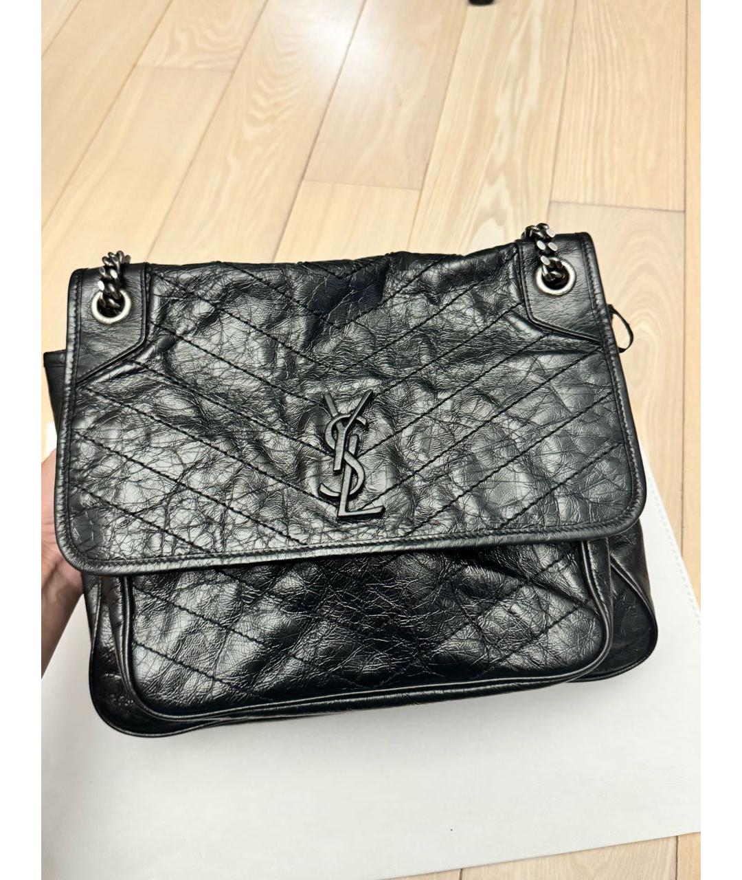 SAINT LAURENT Черная кожаная сумка через плечо, фото 9