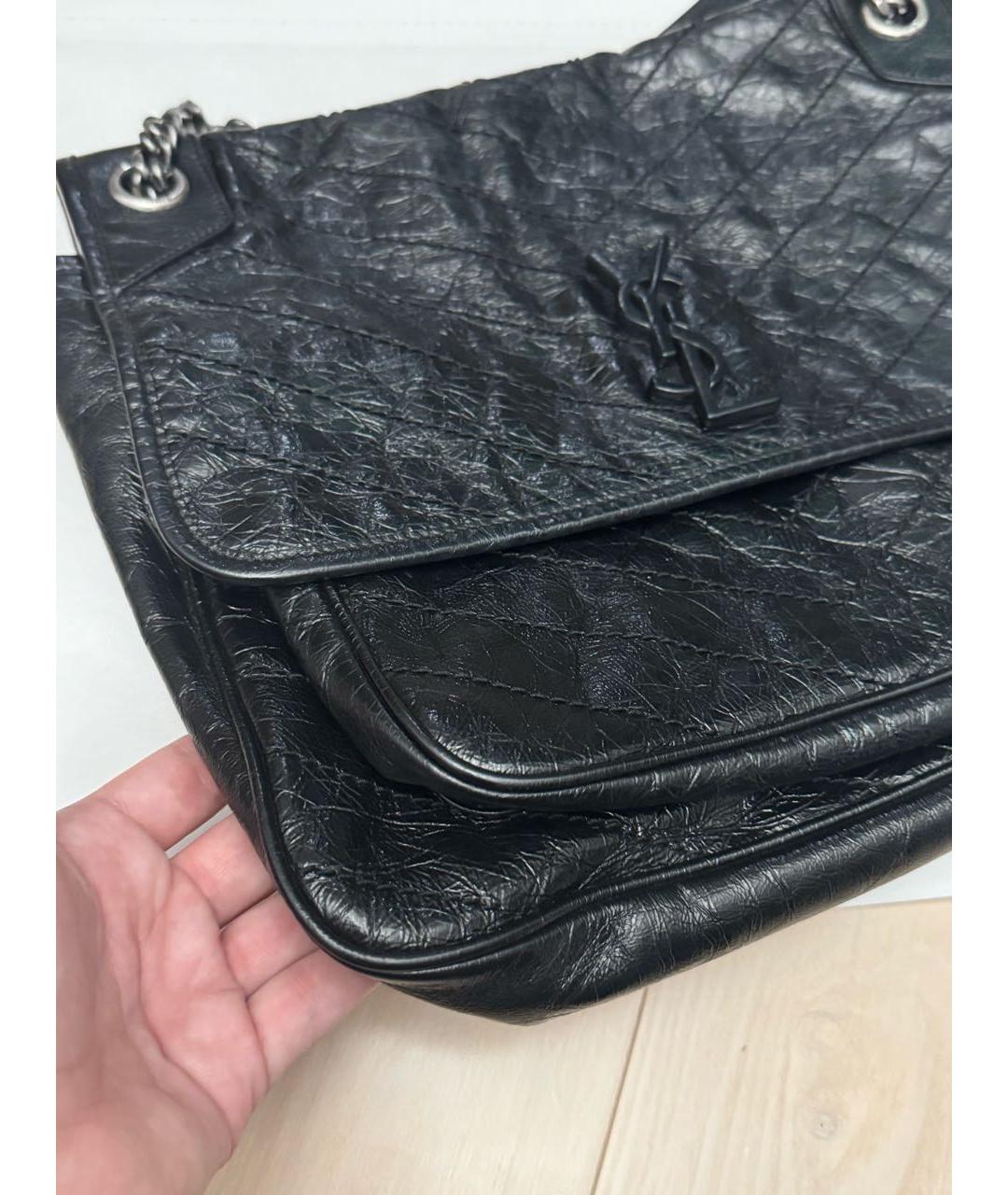SAINT LAURENT Черная кожаная сумка через плечо, фото 5