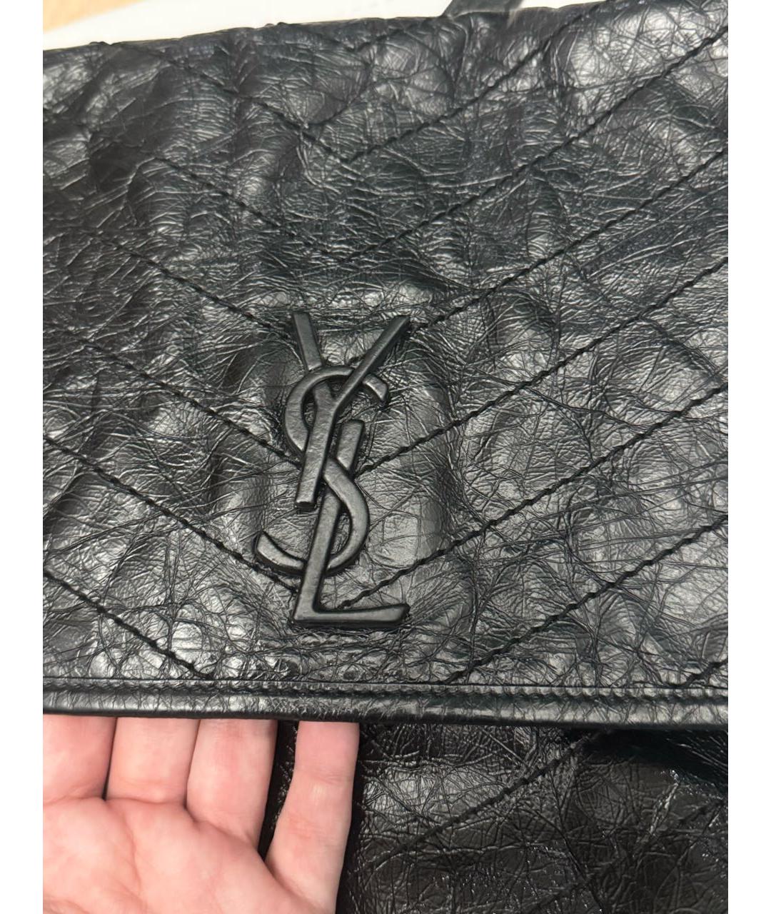SAINT LAURENT Черная кожаная сумка через плечо, фото 6